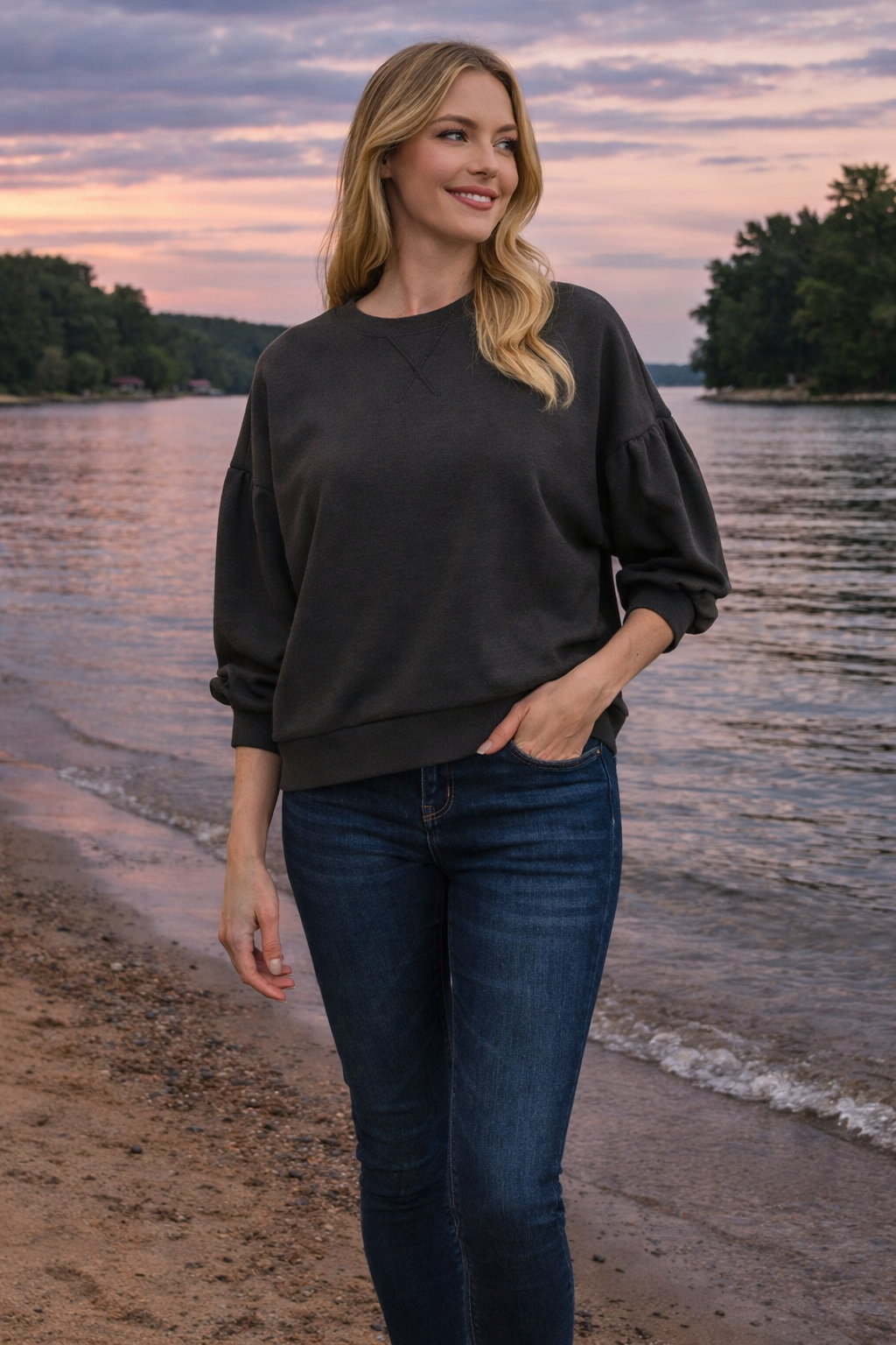 Summer Nights Scuba Dolman Sleeve Sweatshirt