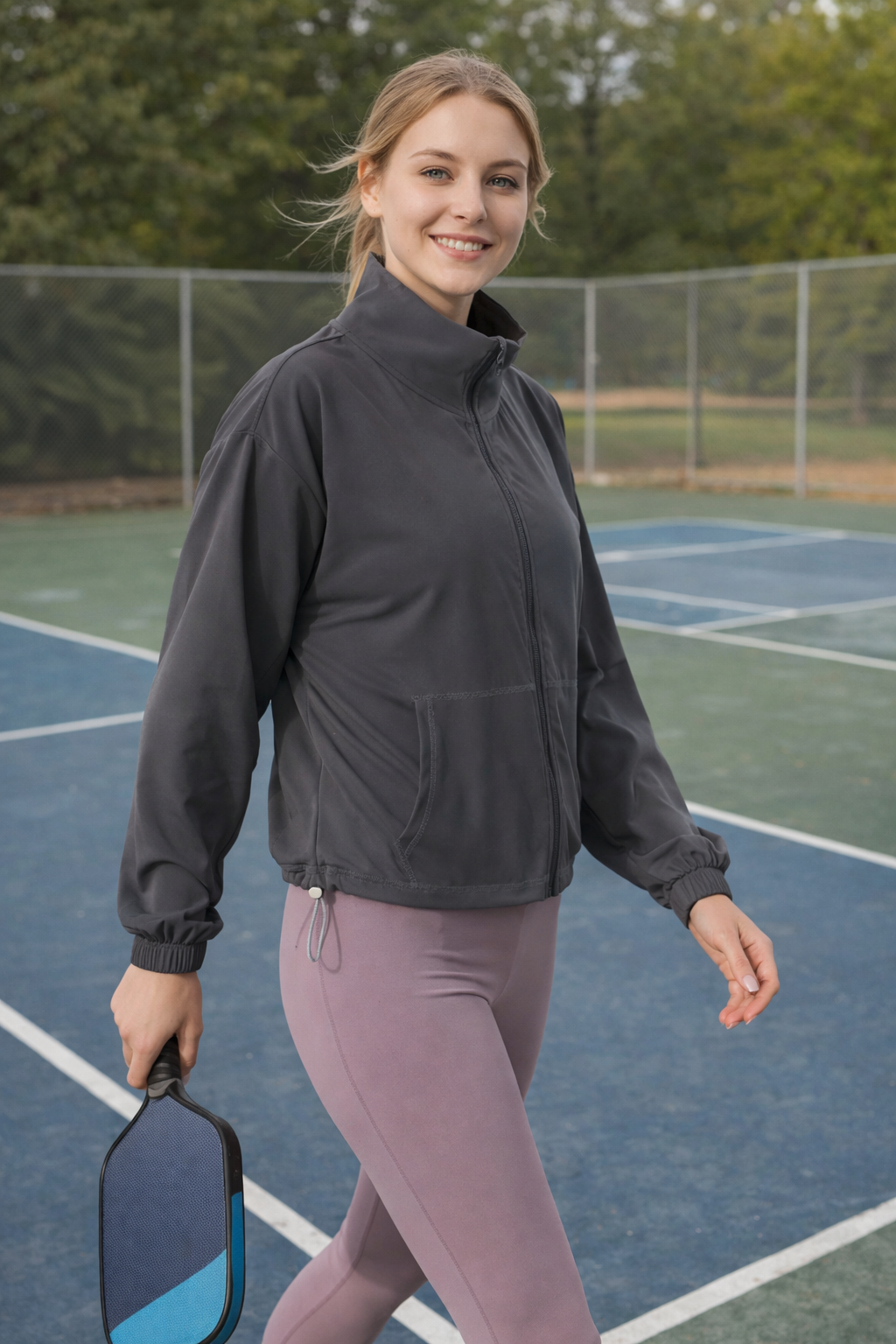 Match Point Cinched Zip Up Active Outerwear Jacket